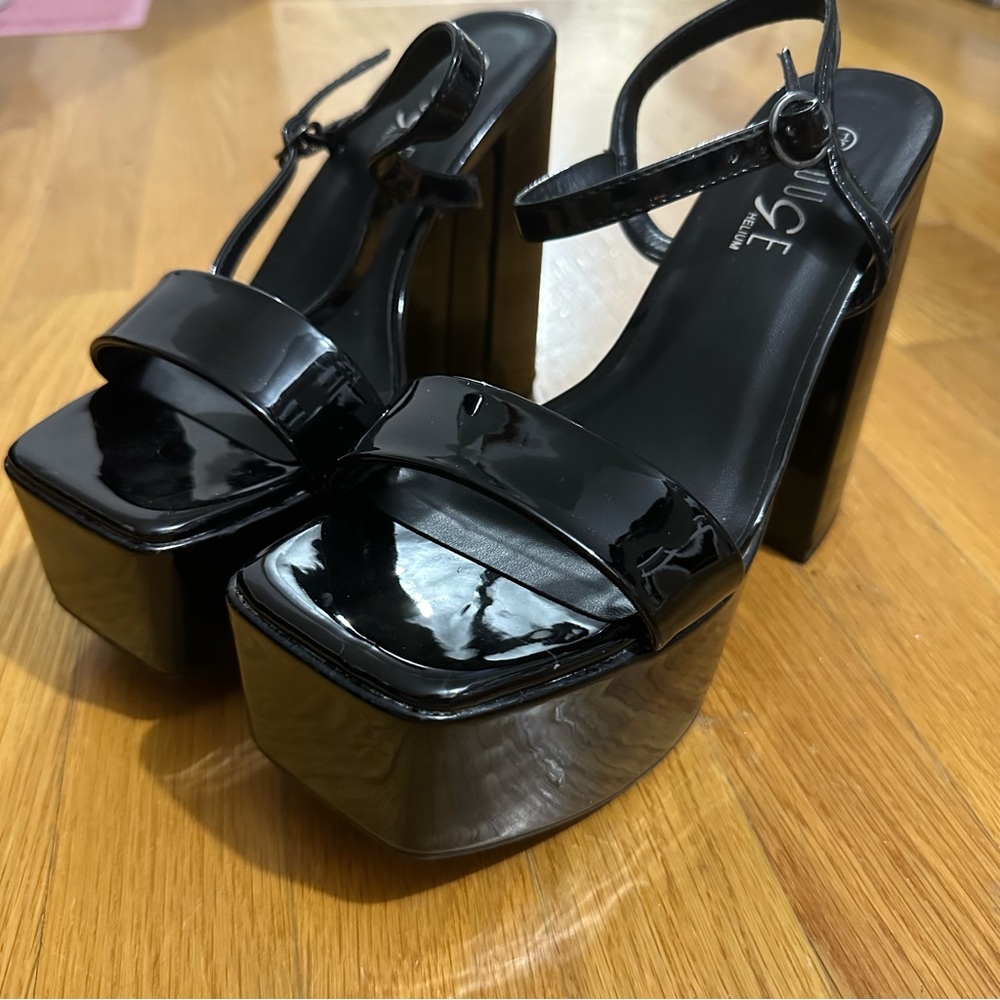 Patent Platform Chunky Heel